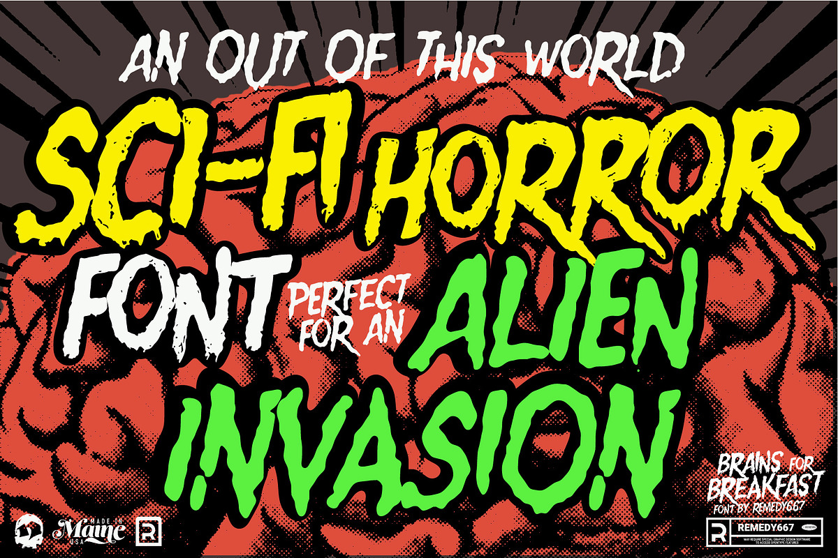 Brains for Breakfast - Sci-Fi Font, a Handwritten Font by Remedy667 (Photo 3 of 10)