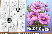 Wildflower Coloring Pages for Adults, a Decorative Illustration by Ink Gallery (Thumbnail 1 of 4)
