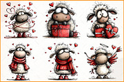 Whimsical Funny Valentine Sheep, an Illustration by Watercolor design (Thumbnail 3 of 9)