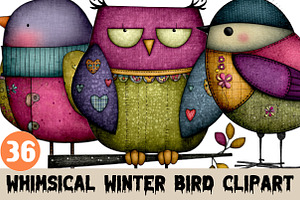 Whimsical Winter Bird Clipart, a Graphic by CitraGraphics
