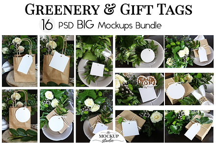 Big Tags Mockup Bundle - Greenery