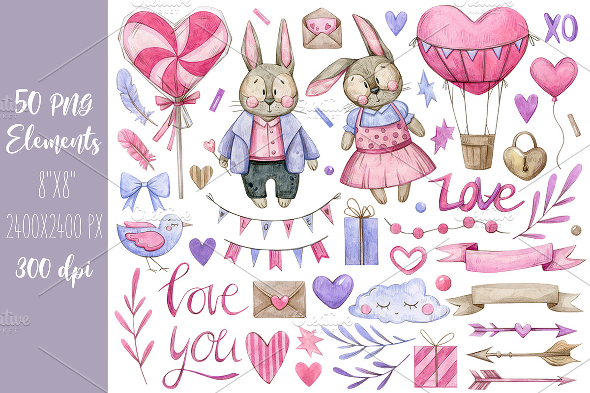 Valentine's Day Collection, an Animal Illustration by Aquarellka (Photo 3 of 8)