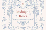 Midnight Roses, PNG Vintage Borders, a Decorative Illustration by Ekaproeka (Thumbnail 1 of 7)