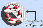 Whimsical Summer Lifebuoy Clipart, an Illustration by Canvas Craft (Thumbnail 3 of 7)