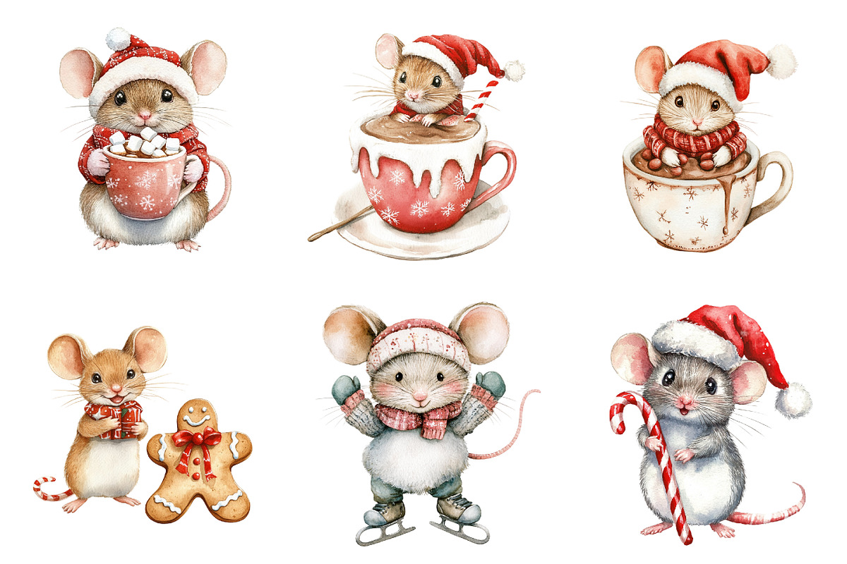 Christmas Mouse Clipart, a Graphic by CitraGraphics (Photo 3 of 4)
