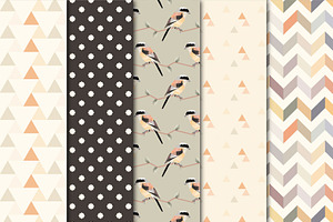 Digital Paper Geometric Birds