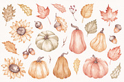 Watercolor Clipart Autumn Nature, a Seasonal Illustration by SirenaArt (Thumbnail 3 of 6)
