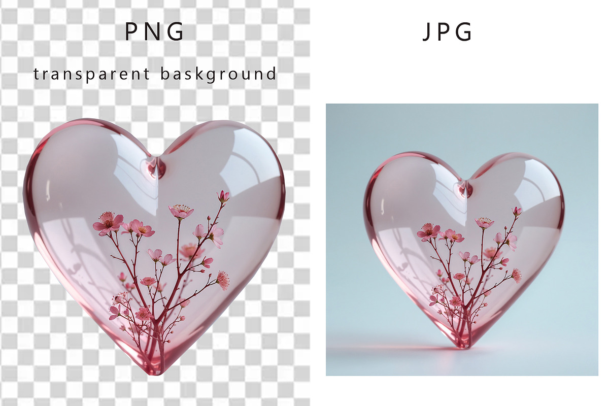 Glass Heart Flowers Clip Art, a Decorative Illustration by TetianaArt (Photo 9 of 10)