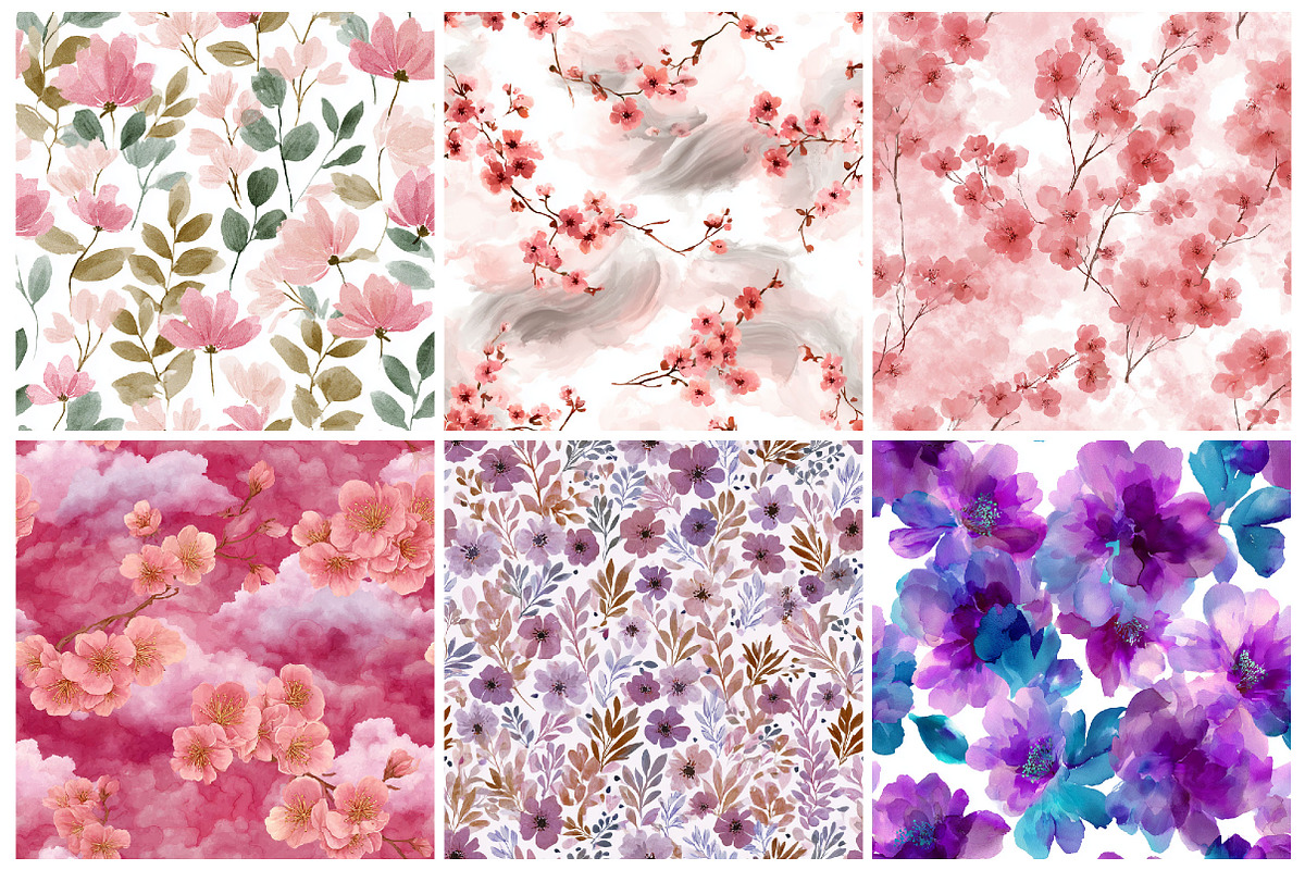 Abstract Floral Digital Paper, a Pattern Graphic by CitraGraphics (Photo 2 of 5)