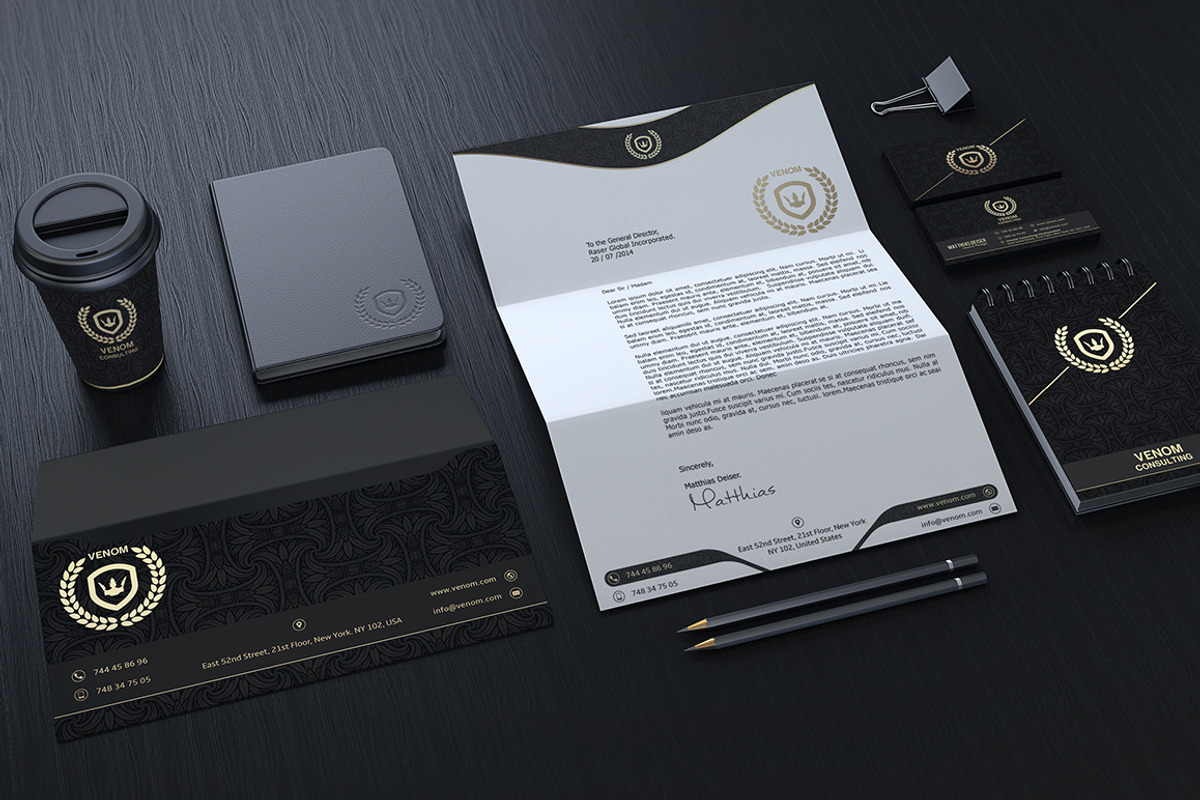 Gold And Black Corporate Identity, a Stationery Template by Marvel (Photo 4 of 5)