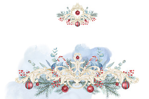 Watercolor Christmas Borders, Xmas