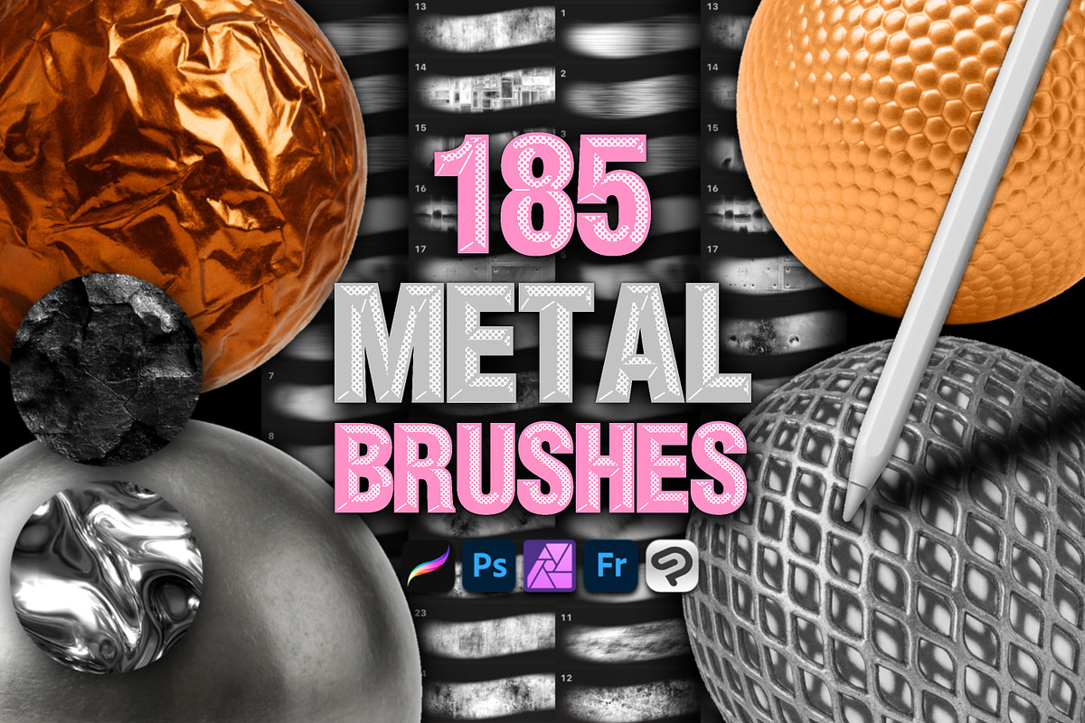 Procreate Metallic texture brushes, a Brush Add-On by Revabrush (Photo 1 of 8)