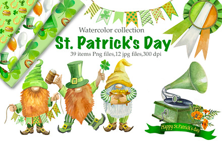 St Patrick's Day watercolor clipart, an Illustration by AkvarelRiver