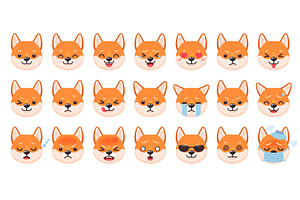 Dogs Emoticons. Dog Character Face