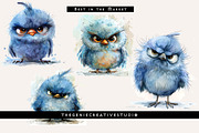 Fluffy Grumpy Bird PNG Clipart Set, an Animal Illustration by Geniecreativestudio (Thumbnail 5 of 9)