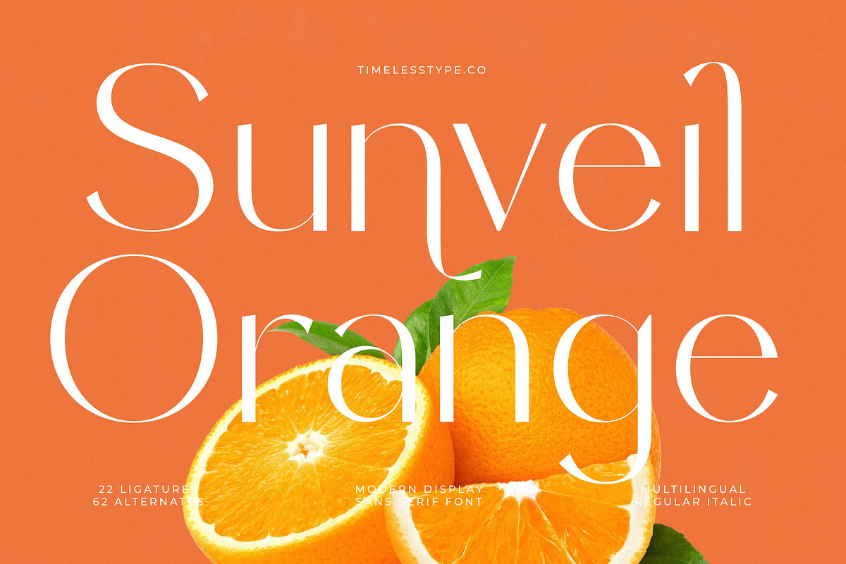 Sunveil Orange Modern Display Font, a Sans Serif Font by timelesstype.co (Photo 1 of 20)
