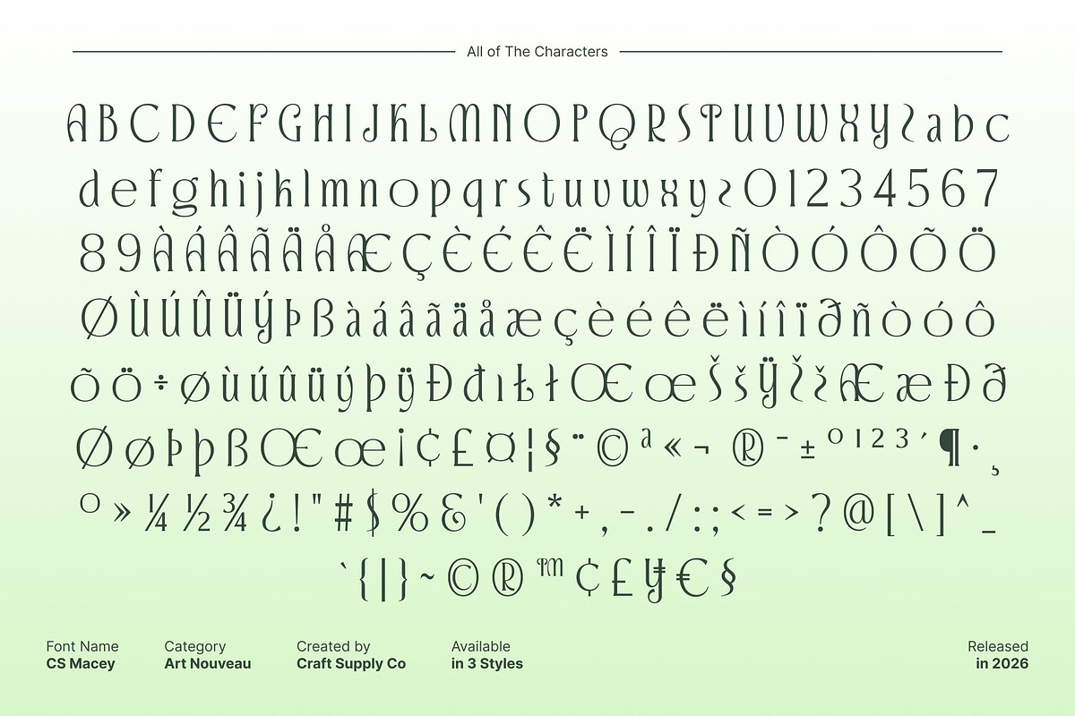 CS Macey – Art Nouveau Font, a Serif Font by Craft Supply Co. (Photo 8 of 8)