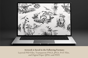 Dinosaur Toile De Jouy Pattern Set