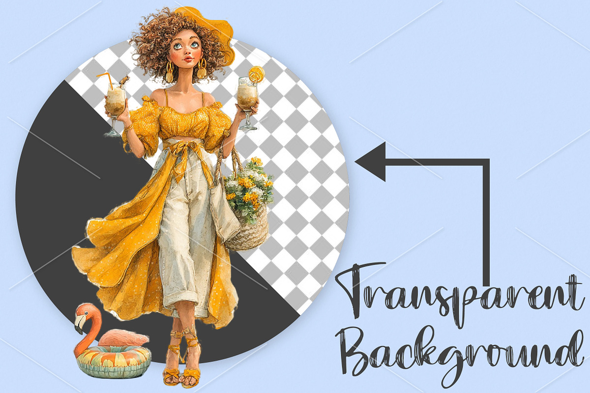 Summer Quirky Coffee Girl Clipart, an Illustration by Canvas Craft (Photo 2 of 7)