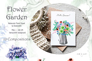 Flowers Watercolor Clipart, a Decorative Illustration by BalanceUA (Thumbnail 9 of 16)