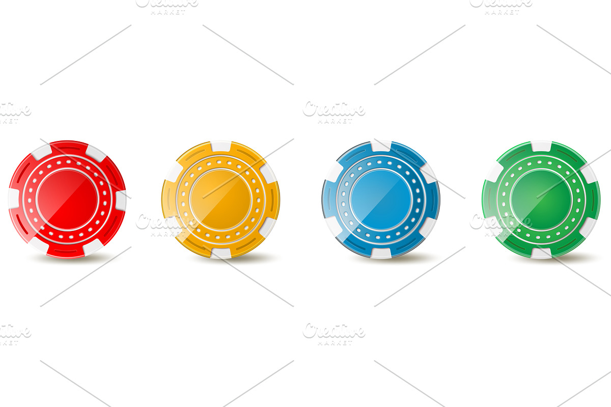 Realistic multicolored casino chips, an Object Illustration by Vectorbuum