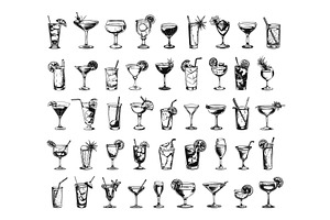 Engraving Style Summer Cocktails in, an Illustration by LadadikArt