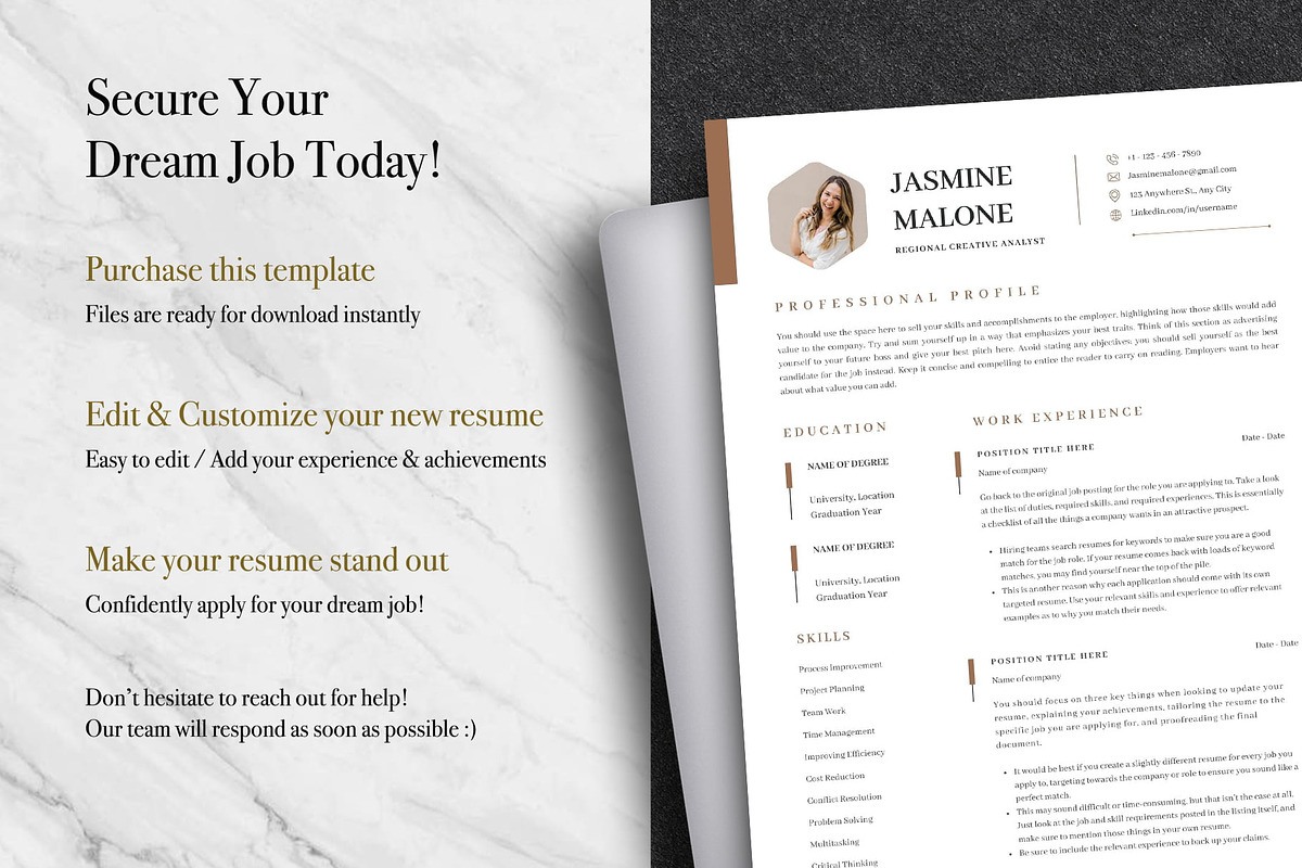 Modern Business CV Template | Canva, a Resume Template by Lux Resume (Photo 9 of 9)