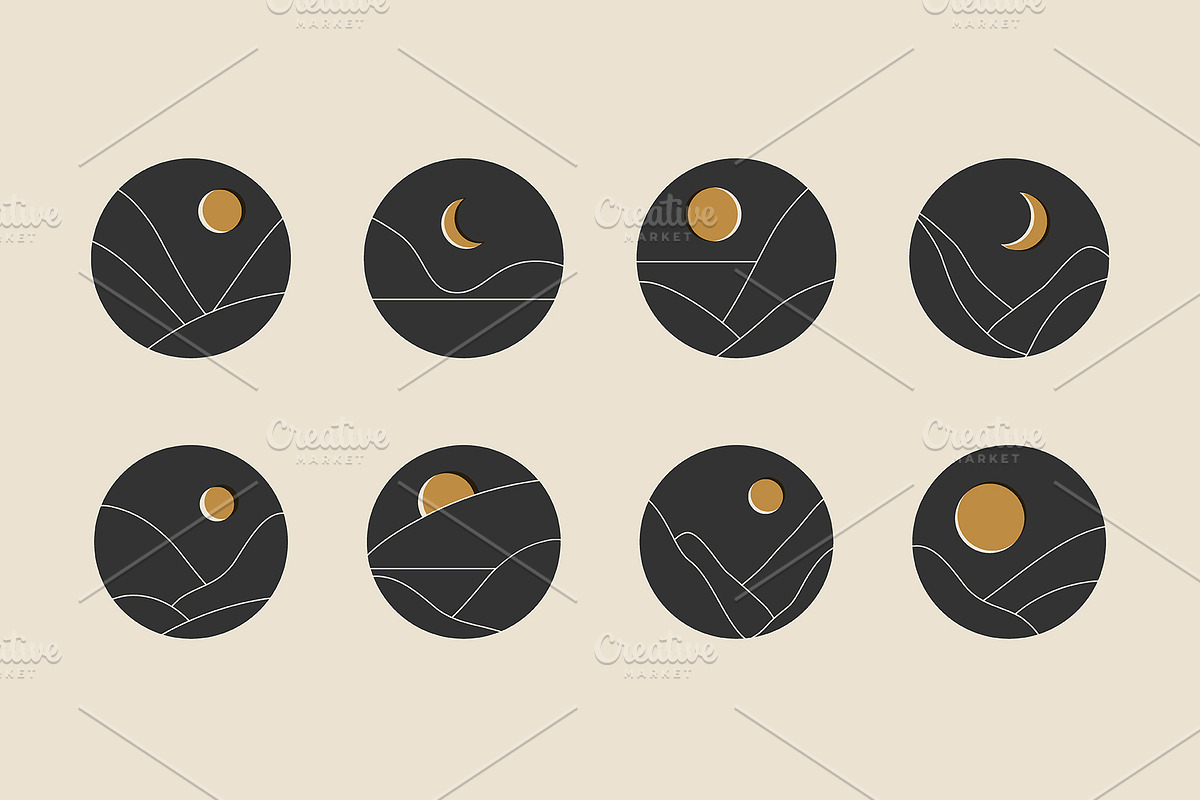 16 Abstract Sun and Mountain Prints, a Background Graphic by C Design Studio (Photo 4 of 9)