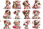 Whimsical Valentine Dogs Clipart, an Illustration by DreamArtGraphic (Thumbnail 4 of 5)