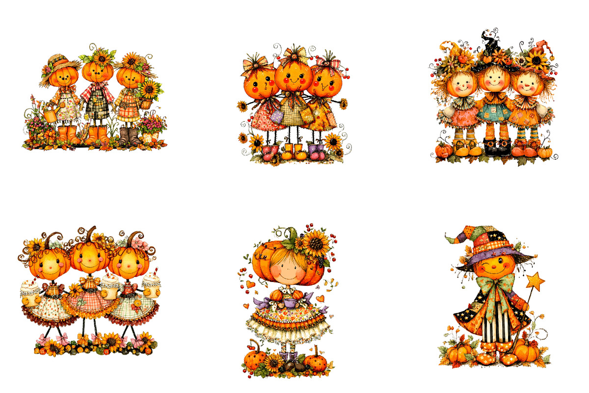 Quirky Pumpkins Clipart, a Seasonal Illustration by CreationArt (Photo 2 of 5)