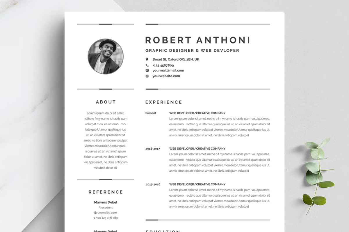 Clean Resume CV, a Resume Template by Blackcloud_Creations (Photo 1 of 7)