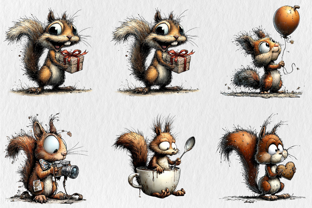 Funny Quirky Squirrel Clipart, an Animal Illustration by Rose Art (Photo 2 of 6)