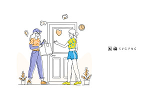 Delivery Package to Customer, a Person Illustration by Stock Shape