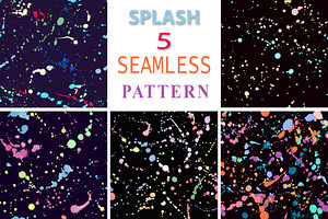 5 vector splatter seamless patterns