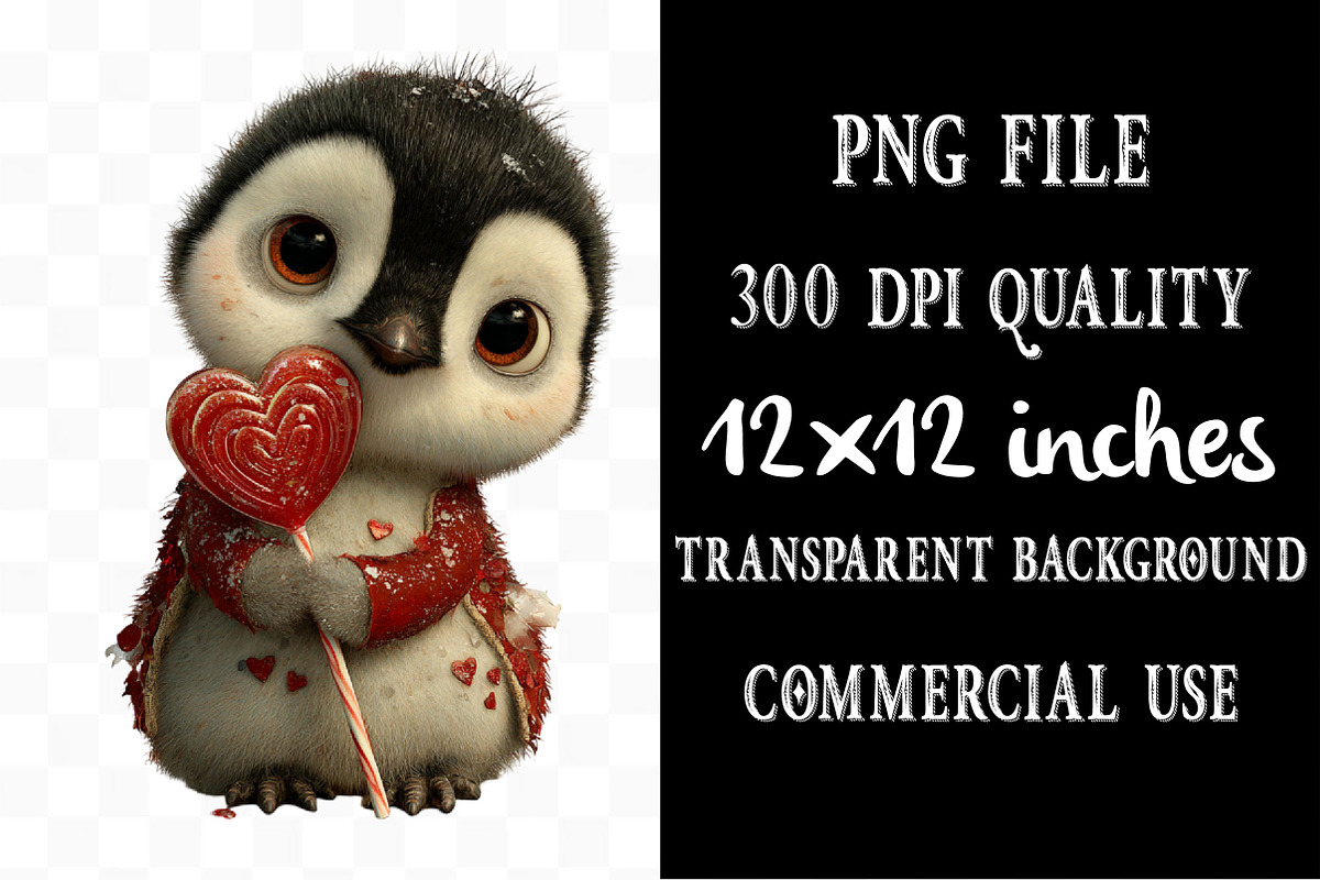 Kawaii Penguin Valentine Clip-art, an Illustration by Designking (Photo 4 of 5)