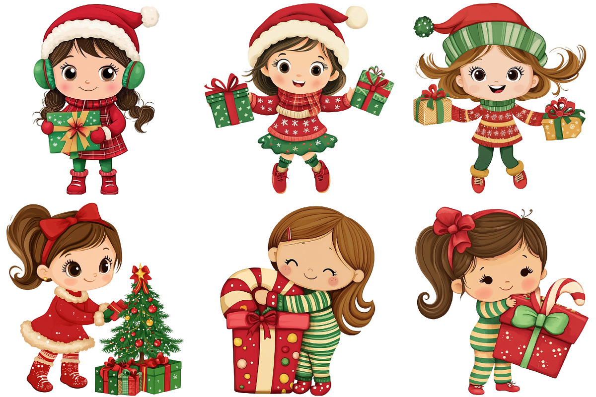 Christmas Girl Gift Box Clipart, an Illustration by DreamArtGraphic (Photo 5 of 5)