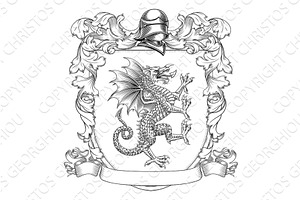 Welsh Dragon Coat of Arms Crest