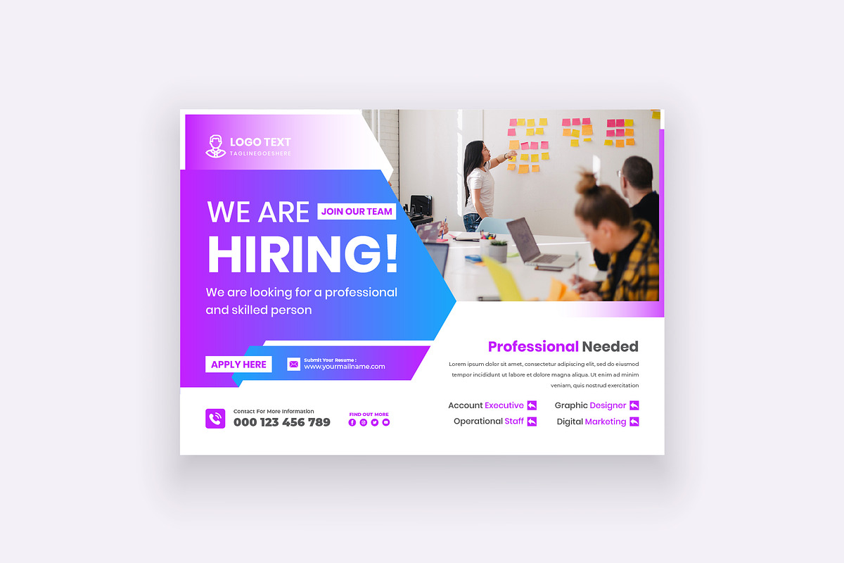 We Are Hiring Horizontal Flyer, a Flyer Template by Mk_Studio (Photo 2 of 3)