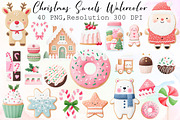 Christmas Sweets Watercolor Clipart, an Illustration by Sublimation Artist (Thumbnail 1 of 6)