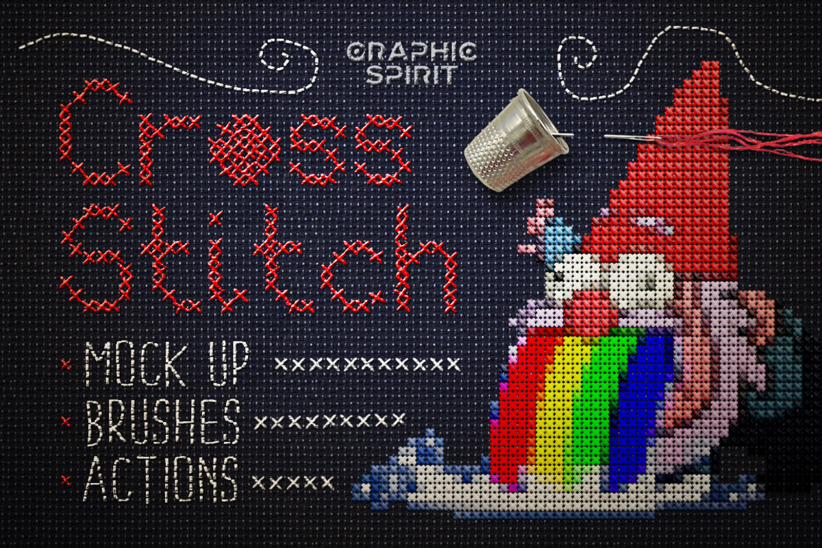 Cross Stitch Photoshop Action, an Action Add-On by Graphic Spirit (Photo 1 of 5)