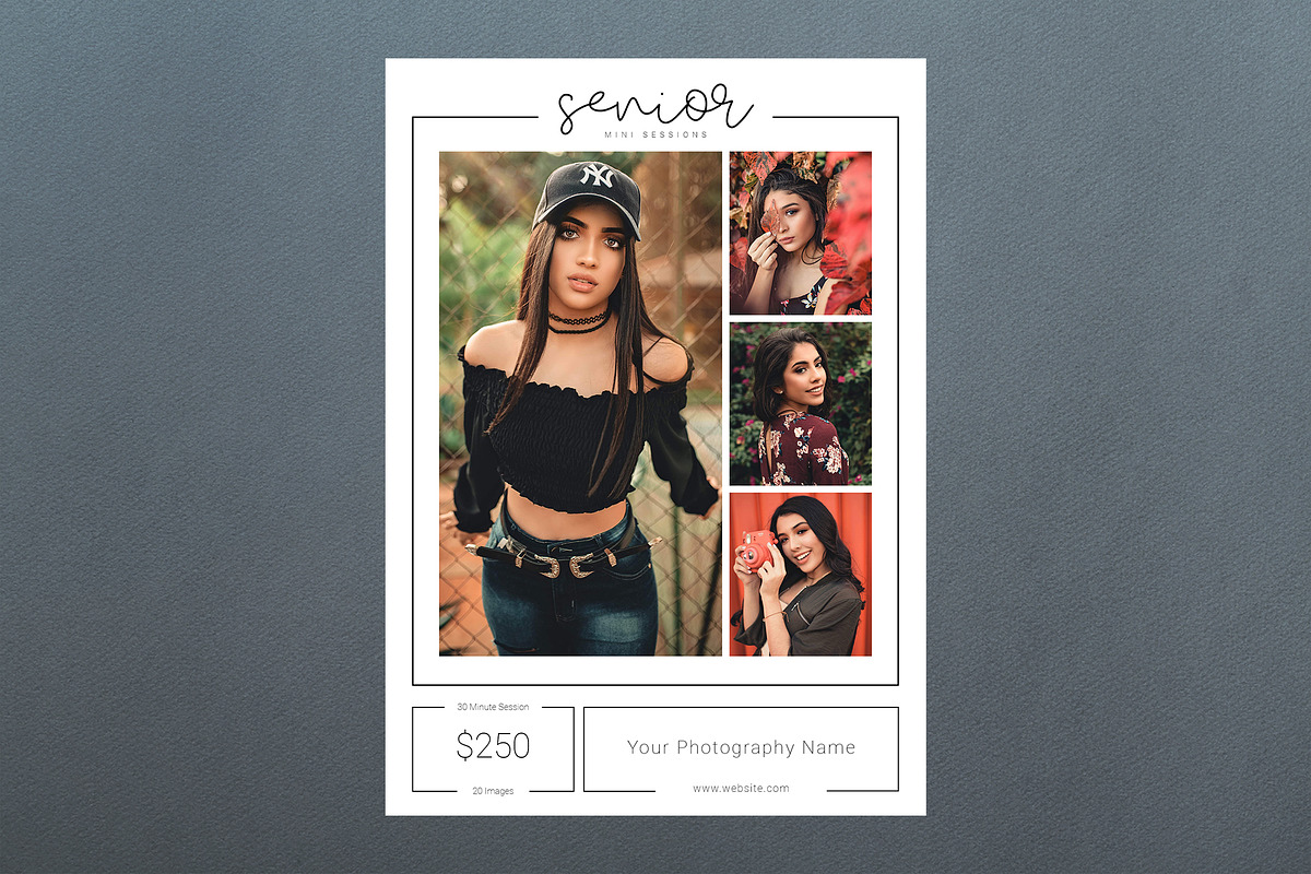 Senior Session Template PSD, a Flyer Template by Two Flamingos Shop