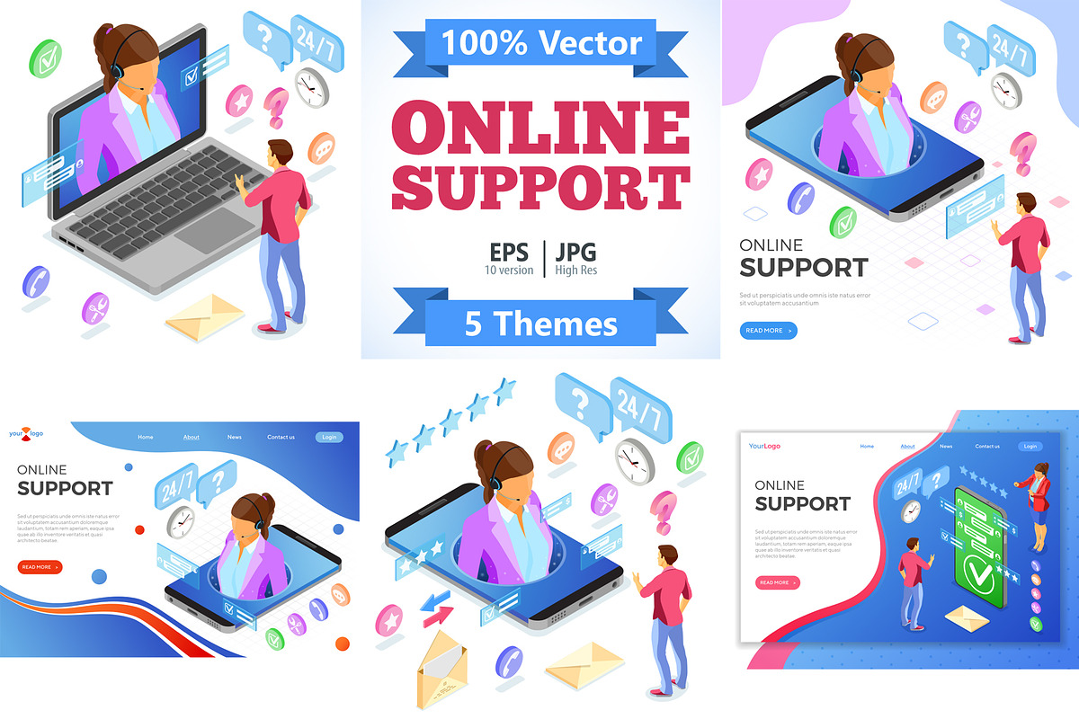 Online Support Isometric Services, a Person Illustration by TAlex (Photo 1 of 6)
