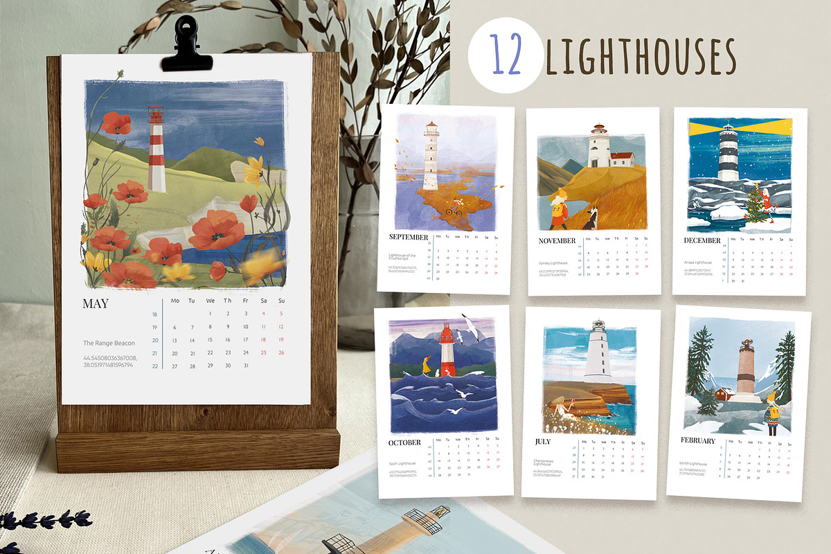 2024 Calendar with 12 lighthouses, an Object Illustration by Dashnpro (Photo 4 of 7)