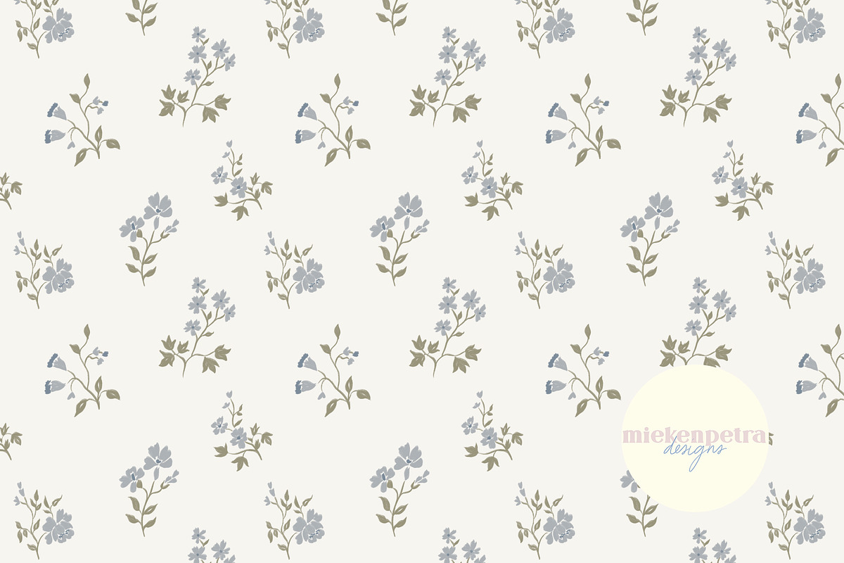 Blue and Green Vintage Floral, a Pattern Graphic by Mieken Petra Designs (Photo 1 of 2)