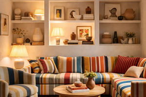 Retro circus stripe interior design, a Photo by Dvoevnore photos