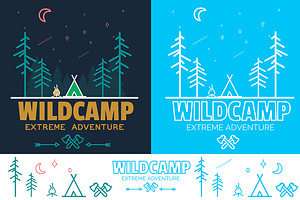 Outline Camping Labels + Elements
