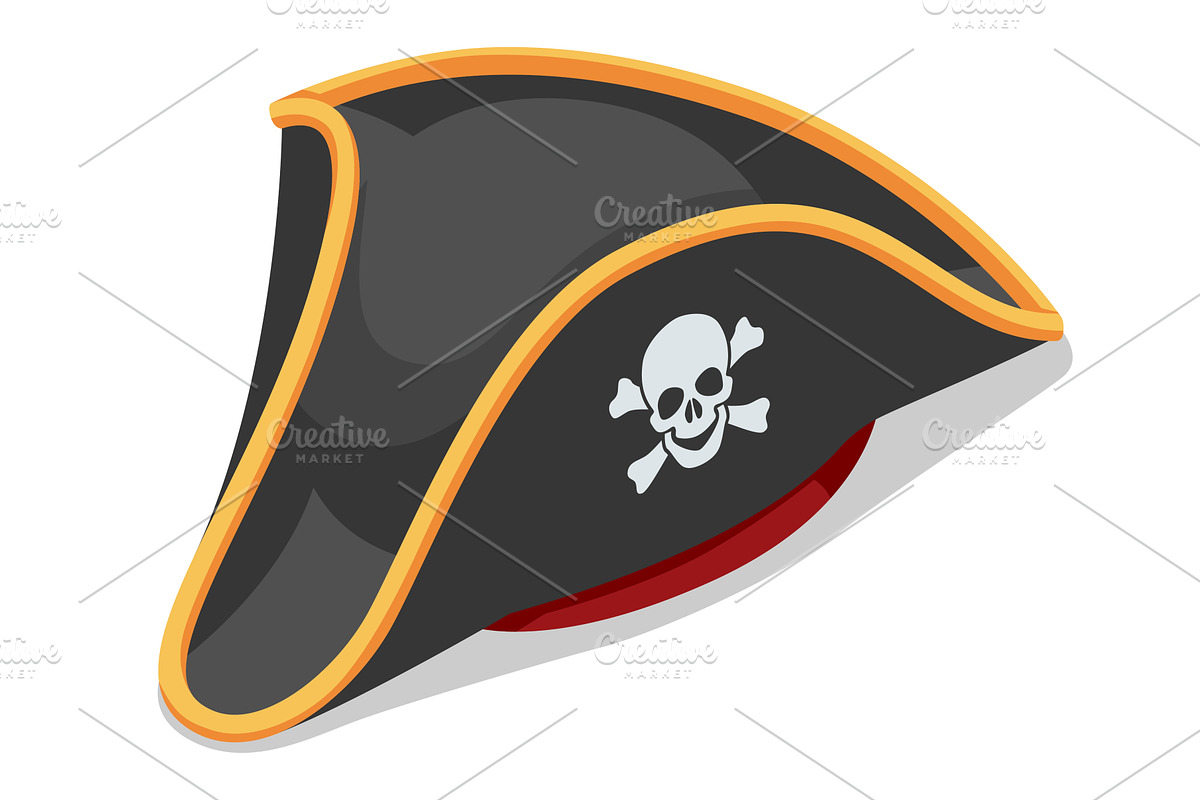 A classic Isometric black pirate hat, an Object Illustration by Golden Sikorka
