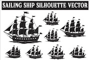 Sailing Ship Silhouette Vector, an Illustration by Amazin_art (Thumbnail 1 of 8)