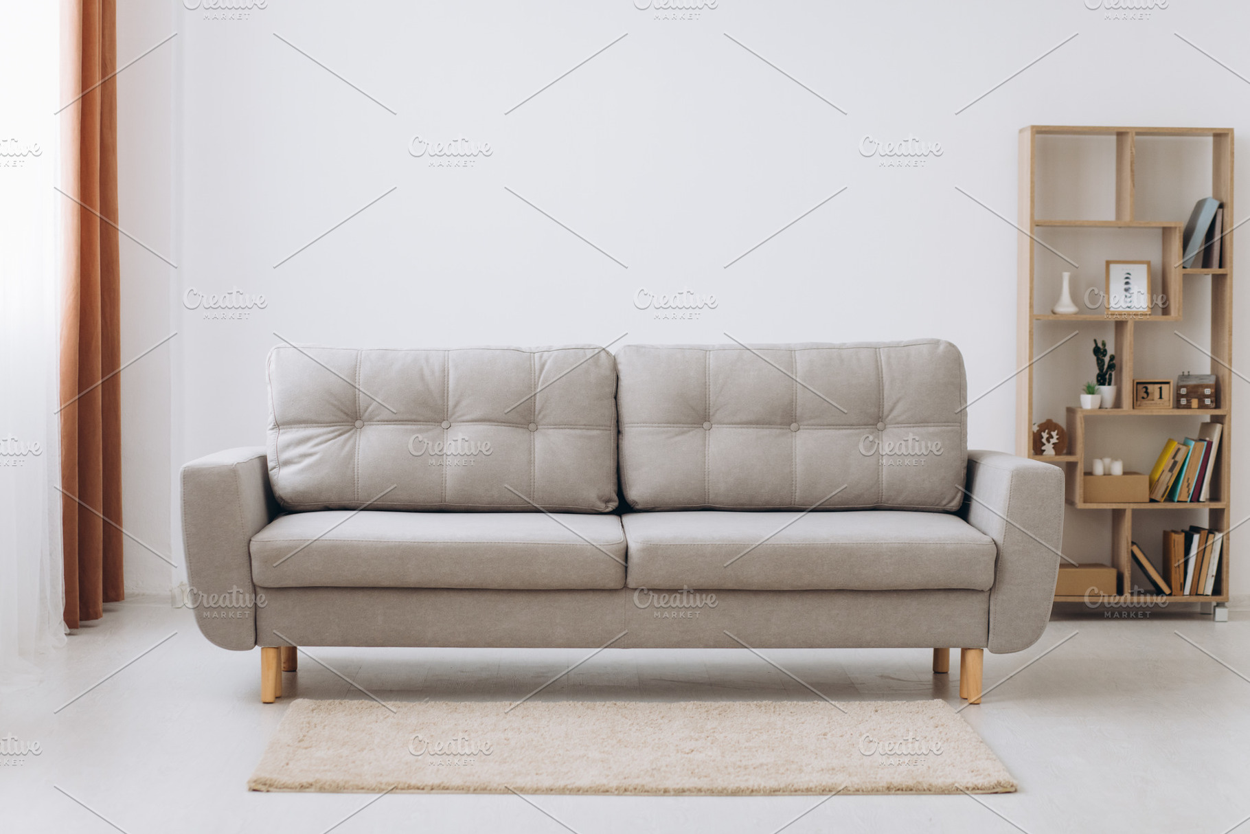 White minimalist living room, an Arts & Entertainment Photo by Cherkas Photography