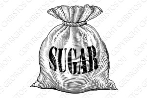 Sack Bag of Sugar Concept Vintage, a Food Illustration by Christos Georghiou